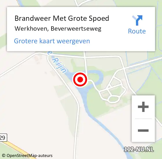 Locatie op kaart van de 112 melding: Brandweer Met Grote Spoed Naar Werkhoven, Beverweertseweg op 19 december 2014 18:32