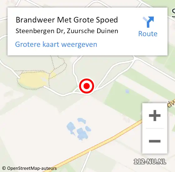 Locatie op kaart van de 112 melding: Brandweer Met Grote Spoed Naar Steenbergen Dr, Zuursche Duinen op 19 december 2014 18:36