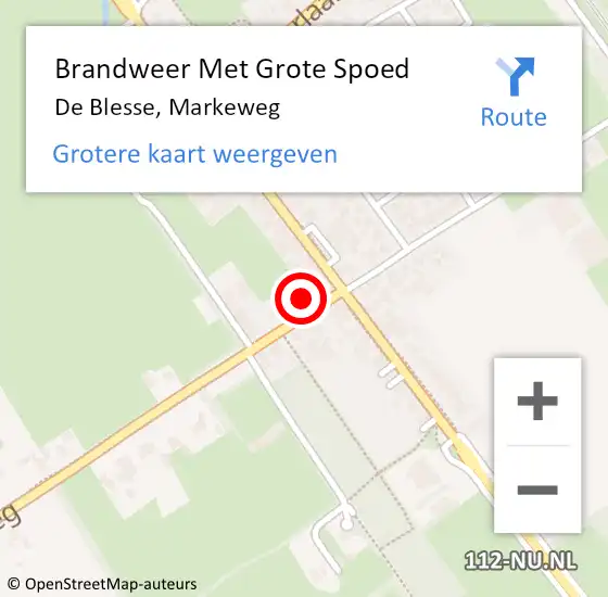 Locatie op kaart van de 112 melding: Brandweer Met Grote Spoed Naar De Blesse, Markeweg op 19 december 2014 18:55