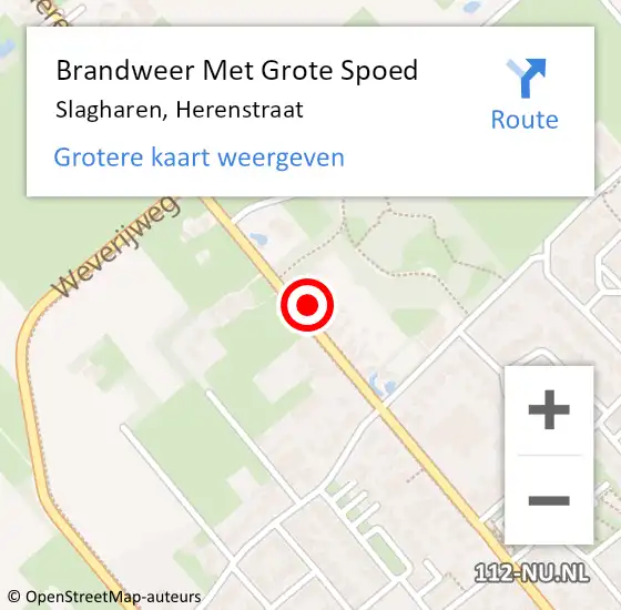 Locatie op kaart van de 112 melding: Brandweer Met Grote Spoed Naar Slagharen, Herenstraat op 19 december 2014 19:07