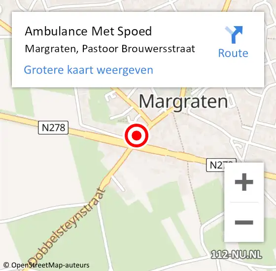 Locatie op kaart van de 112 melding: Ambulance Met Spoed Naar Margraten, Pastoor Brouwersstraat op 19 december 2014 19:35