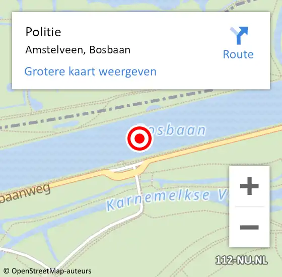 Locatie op kaart van de 112 melding: Politie Amstelveen, Bosbaan op 24 oktober 2013 20:36