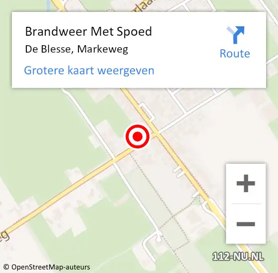 Locatie op kaart van de 112 melding: Brandweer Met Spoed Naar De Blesse, Markeweg op 19 december 2014 20:14