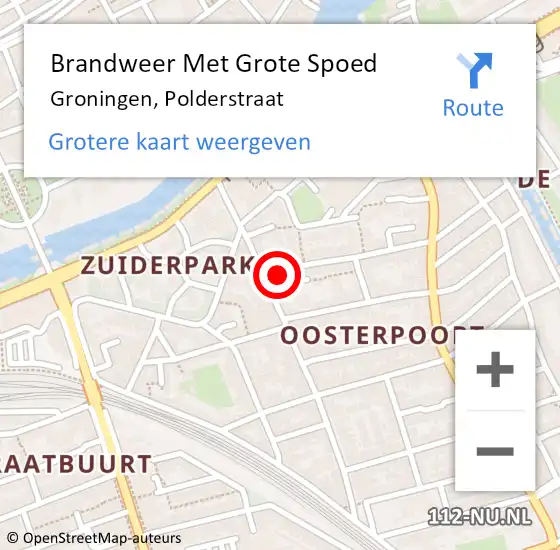 Locatie op kaart van de 112 melding: Brandweer Met Grote Spoed Naar Groningen, Polderstraat op 19 december 2014 20:33