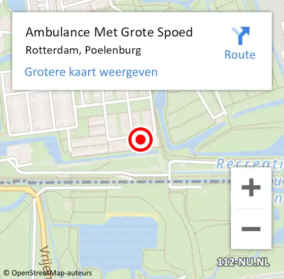 Locatie op kaart van de 112 melding: Ambulance Met Grote Spoed Naar Rotterdam, Poelenburg op 19 december 2014 20:57