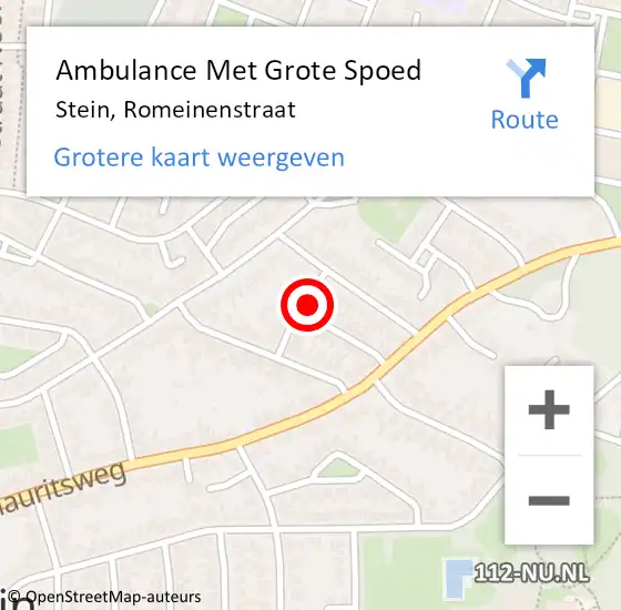 Locatie op kaart van de 112 melding: Ambulance Met Grote Spoed Naar Stein, Romeinenstraat op 19 december 2014 21:37