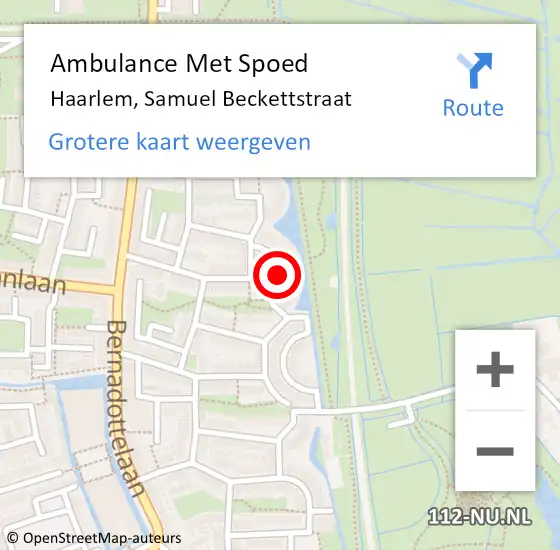 Locatie op kaart van de 112 melding: Ambulance Met Spoed Naar Haarlem, Samuel Beckettstraat op 19 december 2014 21:41