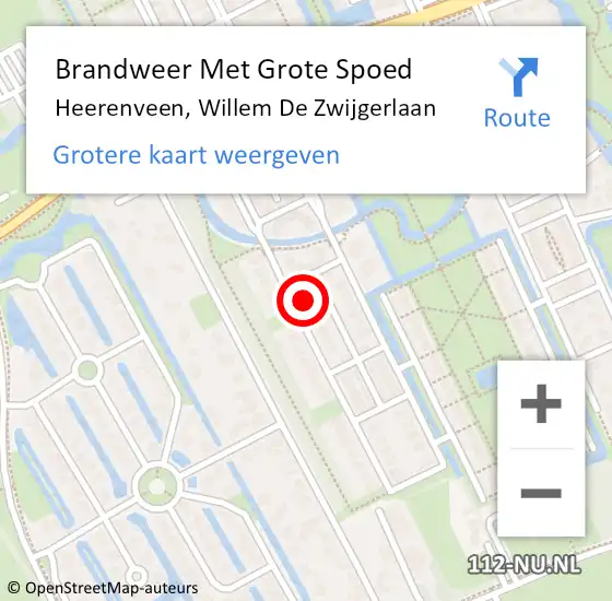 Locatie op kaart van de 112 melding: Brandweer Met Grote Spoed Naar Heerenveen, Willem De Zwijgerlaan op 19 december 2014 22:21