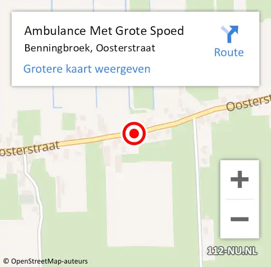 Locatie op kaart van de 112 melding: Ambulance Met Grote Spoed Naar Benningbroek, Oosterstraat op 19 december 2014 23:38