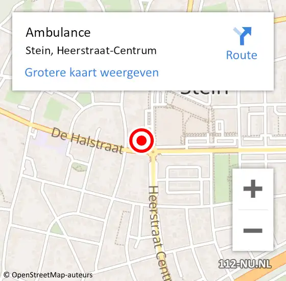 Locatie op kaart van de 112 melding: Ambulance Stein, Heerstraat-Centrum op 20 december 2014 00:55