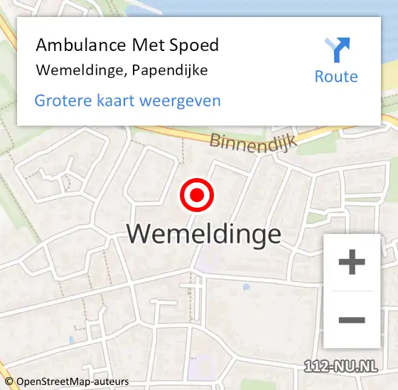 Locatie op kaart van de 112 melding: Ambulance Met Spoed Naar Wemeldinge, Papendijke op 20 december 2014 01:14