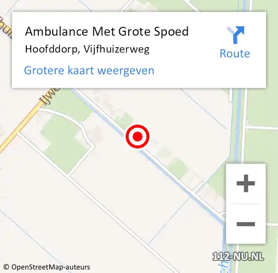 Locatie op kaart van de 112 melding: Ambulance Met Grote Spoed Naar Hoofddorp, Vijfhuizerweg op 20 december 2014 01:41