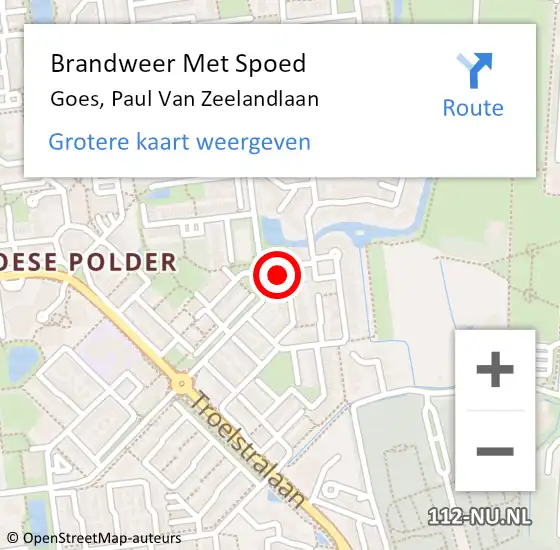 Locatie op kaart van de 112 melding: Brandweer Met Spoed Naar Goes, Paul Van Zeelandlaan op 20 december 2014 02:13