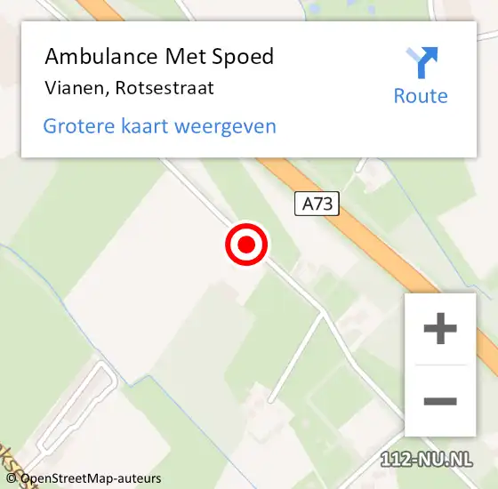 Locatie op kaart van de 112 melding: Ambulance Met Spoed Naar Vianen Nb, Rotsestraat op 20 december 2014 02:16