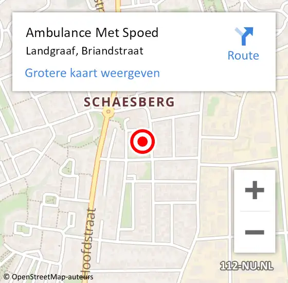 Locatie op kaart van de 112 melding: Ambulance Met Spoed Naar Landgraaf, Briandstraat op 20 december 2014 02:18