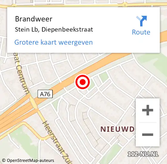 Locatie op kaart van de 112 melding: Brandweer Stein Lb, Diepenbeekstraat op 24 oktober 2013 21:23