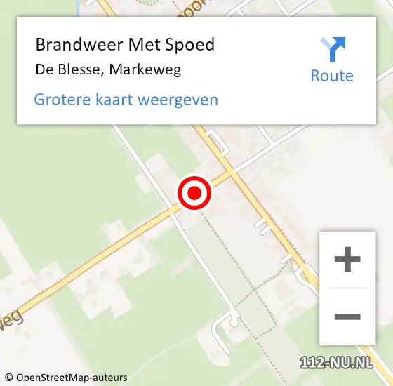 Locatie op kaart van de 112 melding: Brandweer Met Spoed Naar De Blesse, Markeweg op 20 december 2014 03:35