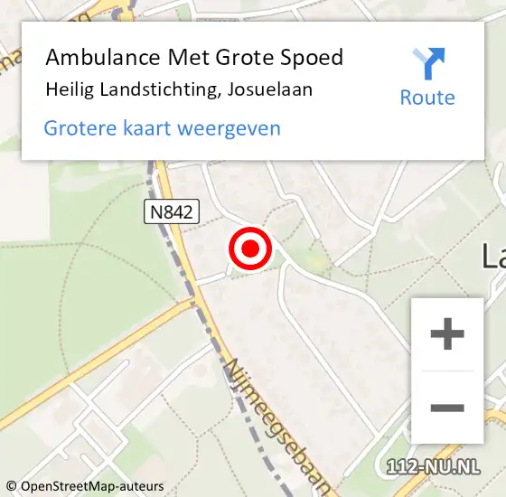 Locatie op kaart van de 112 melding: Ambulance Met Grote Spoed Naar Heilig Landstichting, Josuelaan op 20 december 2014 03:57