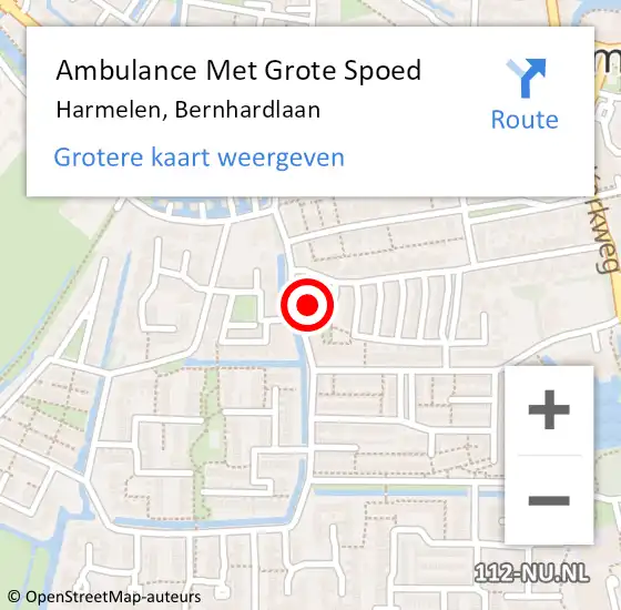 Locatie op kaart van de 112 melding: Ambulance Met Grote Spoed Naar Harmelen, Bernhardlaan op 20 december 2014 04:12