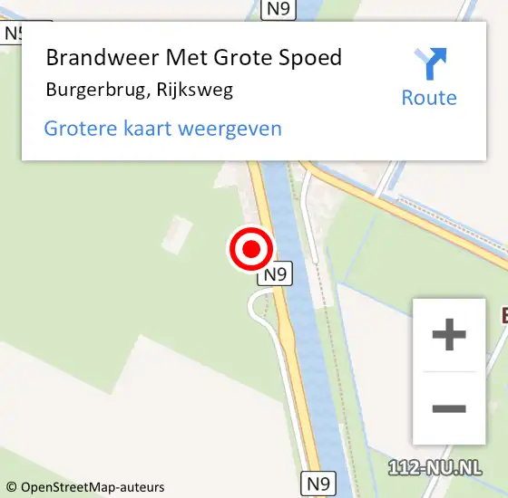 Locatie op kaart van de 112 melding: Brandweer Met Grote Spoed Naar Burgerbrug, Rijksweg op 20 december 2014 04:50