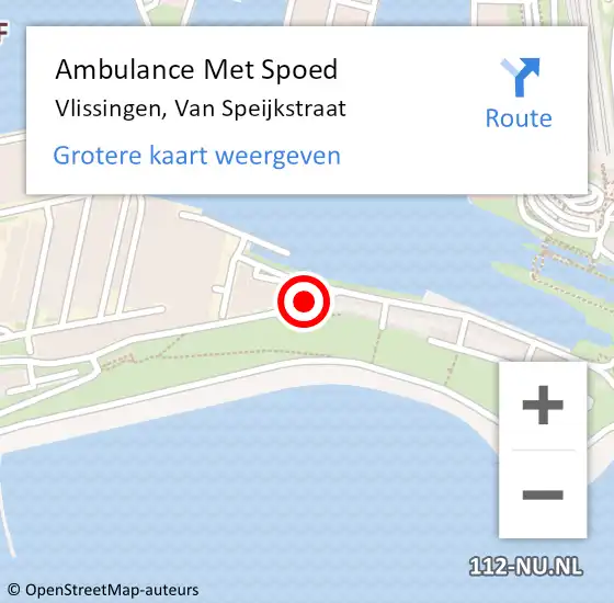 Locatie op kaart van de 112 melding: Ambulance Met Spoed Naar Vlissingen, Van Speijkstraat op 20 december 2014 05:43