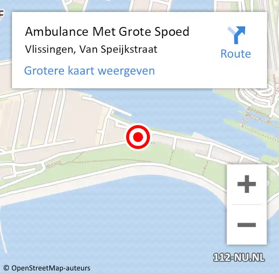 Locatie op kaart van de 112 melding: Ambulance Met Grote Spoed Naar Vlissingen, Van Speijkstraat op 20 december 2014 06:07