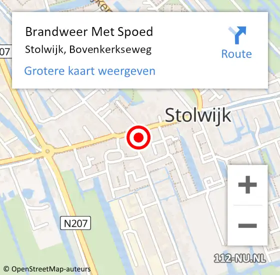 Locatie op kaart van de 112 melding: Brandweer Met Spoed Naar Stolwijk, Bovenkerkseweg op 20 december 2014 06:32