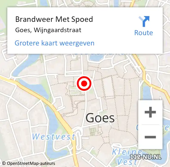 Locatie op kaart van de 112 melding: Brandweer Met Spoed Naar Goes, Wijngaardstraat op 24 oktober 2013 21:35