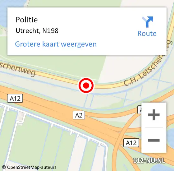 Locatie op kaart van de 112 melding: Politie Utrecht, N198 op 20 december 2014 07:20
