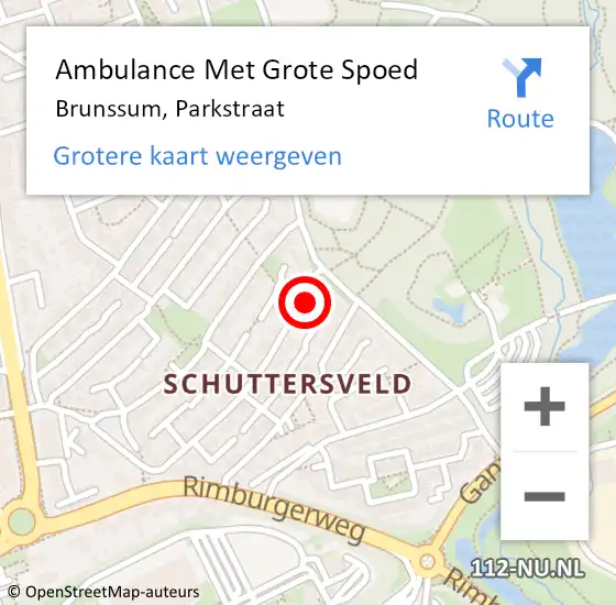 Locatie op kaart van de 112 melding: Ambulance Met Grote Spoed Naar Brunssum, Parkstraat op 20 december 2014 07:29