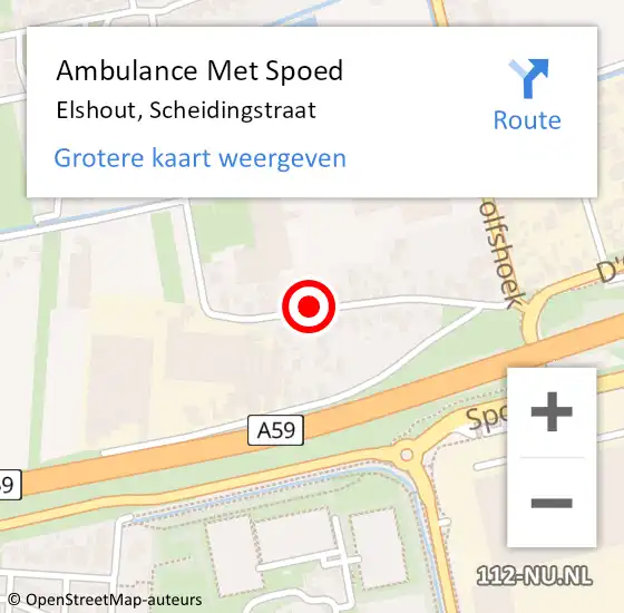 Locatie op kaart van de 112 melding: Ambulance Met Spoed Naar Elshout, Scheidingstraat op 20 december 2014 07:31