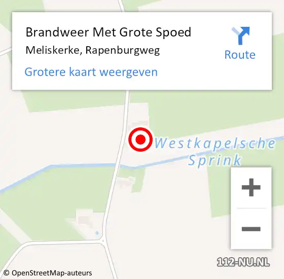 Locatie op kaart van de 112 melding: Brandweer Met Grote Spoed Naar Meliskerke, Rapenburgweg op 20 december 2014 08:48