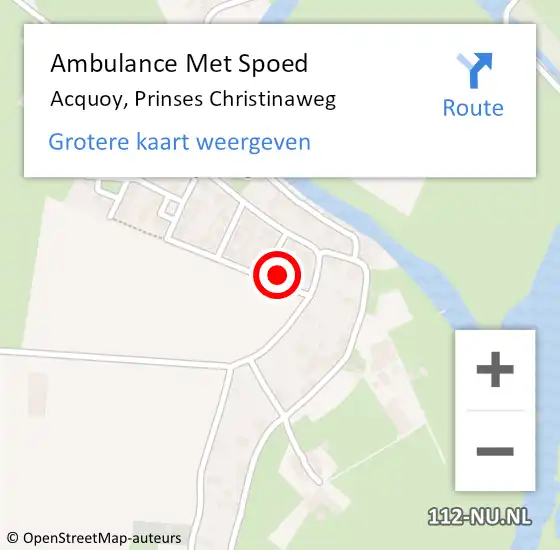 Locatie op kaart van de 112 melding: Ambulance Met Spoed Naar Acquoy, Prinses Christinaweg op 20 december 2014 08:58