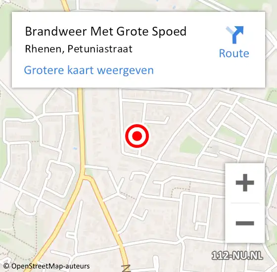 Locatie op kaart van de 112 melding: Brandweer Met Grote Spoed Naar Rhenen, Petuniastraat op 20 december 2014 09:07