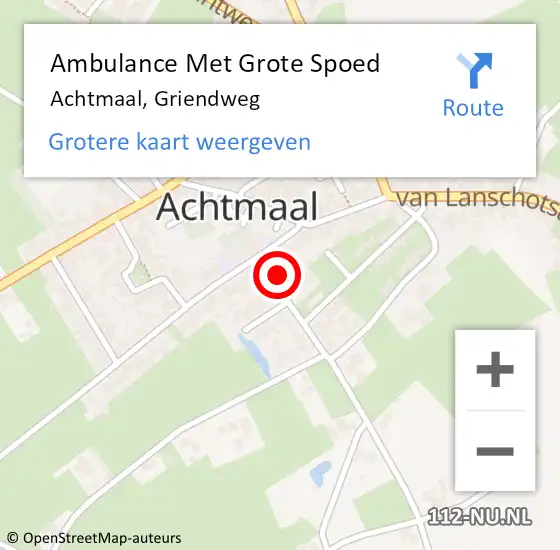 Locatie op kaart van de 112 melding: Ambulance Met Grote Spoed Naar Achtmaal, Griendweg op 20 december 2014 09:20