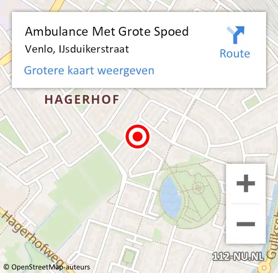 Locatie op kaart van de 112 melding: Ambulance Met Grote Spoed Naar Venlo, IJsduikerstraat op 20 december 2014 09:31