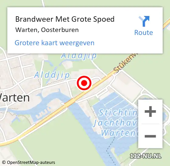 Locatie op kaart van de 112 melding: Brandweer Met Grote Spoed Naar Warten, Oosterburen op 20 december 2014 09:49