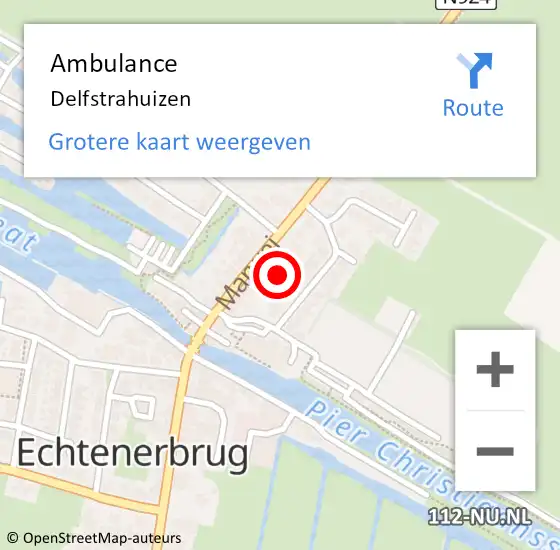 Locatie op kaart van de 112 melding: Ambulance Delfstrahuizen op 20 december 2014 09:50