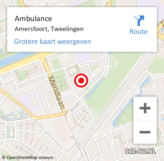 Locatie op kaart van de 112 melding: Ambulance Amersfoort, Tweelingen op 20 december 2014 10:00