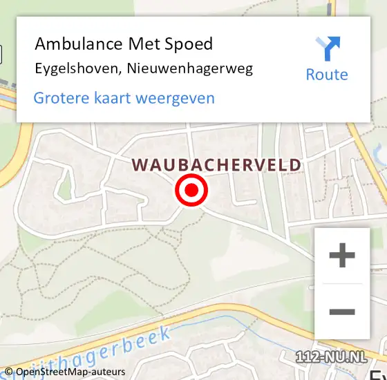 Locatie op kaart van de 112 melding: Ambulance Met Spoed Naar Eygelshoven, Nieuwenhagerweg op 20 december 2014 10:03