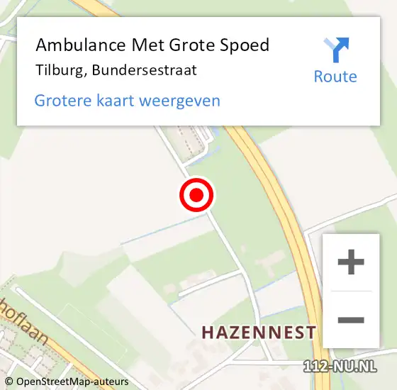 Locatie op kaart van de 112 melding: Ambulance Met Grote Spoed Naar Tilburg, Bundersestraat op 20 december 2014 10:15