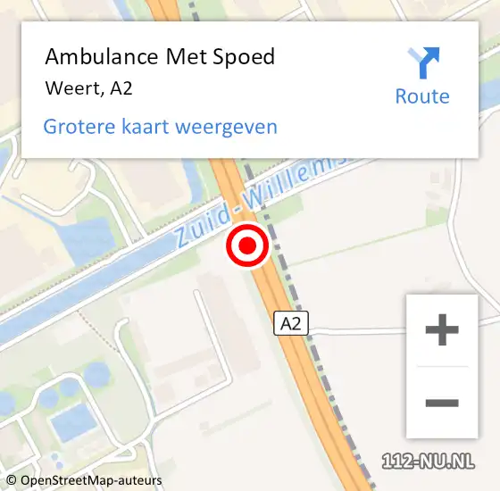 Locatie op kaart van de 112 melding: Ambulance Met Spoed Naar Weert, A2 op 24 oktober 2013 22:05