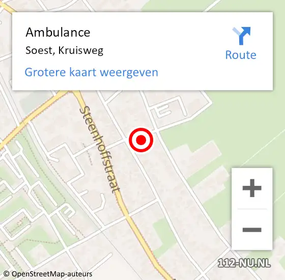 Locatie op kaart van de 112 melding: Ambulance Soest, Kruisweg op 20 december 2014 10:54