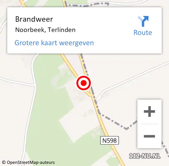 Locatie op kaart van de 112 melding: Brandweer Noorbeek, Terlinden op 20 december 2014 11:23