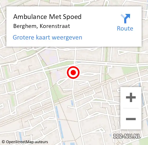 Locatie op kaart van de 112 melding: Ambulance Met Spoed Naar Berghem, Korenstraat op 20 december 2014 11:48