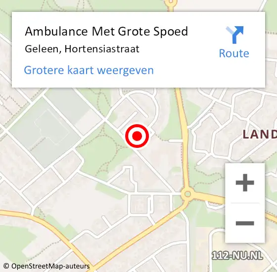 Locatie op kaart van de 112 melding: Ambulance Met Grote Spoed Naar Geleen, Hortensiastraat op 20 december 2014 12:03