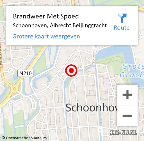 Locatie op kaart van de 112 melding: Brandweer Met Spoed Naar Schoonhoven, Albrecht Beijlinggracht op 20 december 2014 12:04