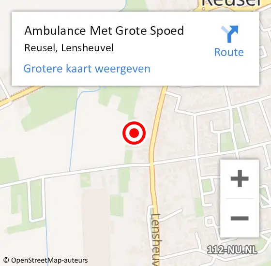 Locatie op kaart van de 112 melding: Ambulance Met Grote Spoed Naar Reusel, Lensheuvel op 20 december 2014 12:23