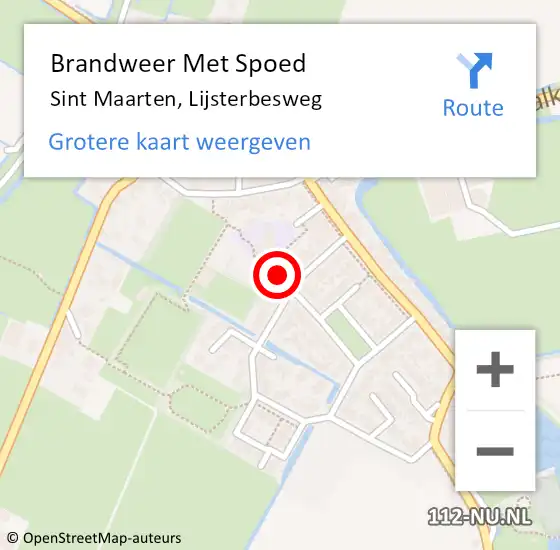 Locatie op kaart van de 112 melding: Brandweer Met Spoed Naar Sint Maarten, Lijsterbesweg op 20 december 2014 12:42