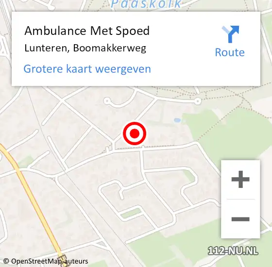 Locatie op kaart van de 112 melding: Ambulance Met Spoed Naar Lunteren, Boomakkerweg op 20 december 2014 13:13